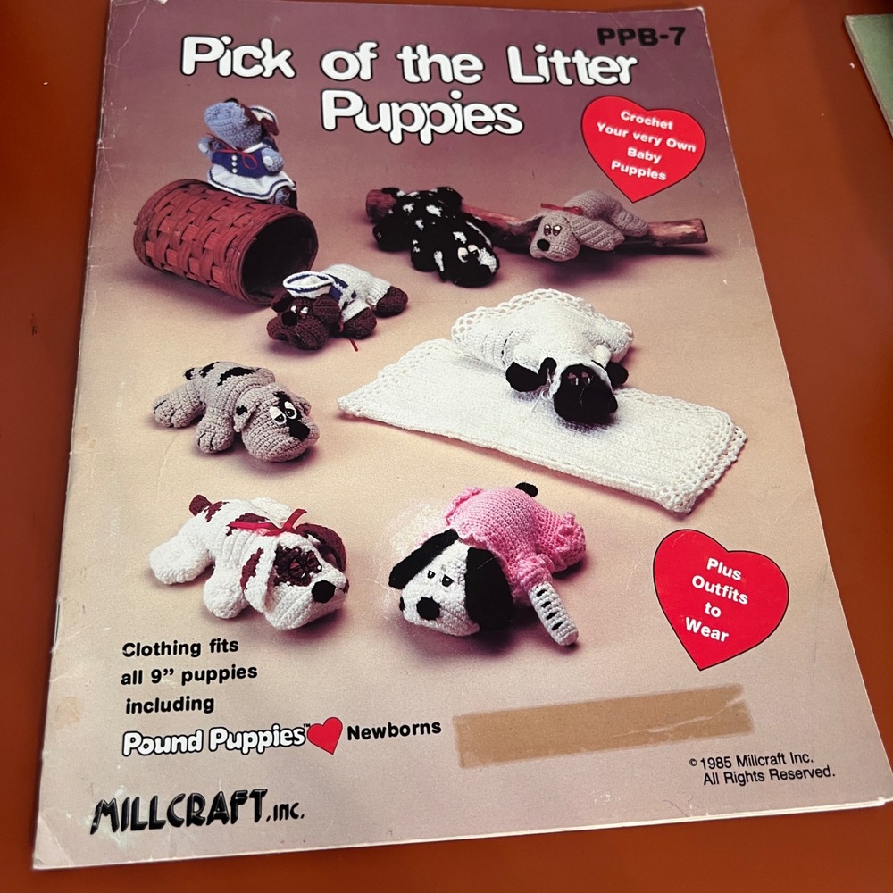 1985 Millcraft Pick of the Litter Puppies Crochet Pattern Booklet PPB-7 Vintage